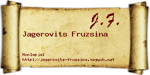 Jagerovits Fruzsina névjegykártya